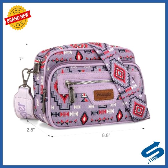 Aztec Crossbody Bag Adjustable Straps Multiple Pockets Boho Chic Purse - Picture 5 of 7